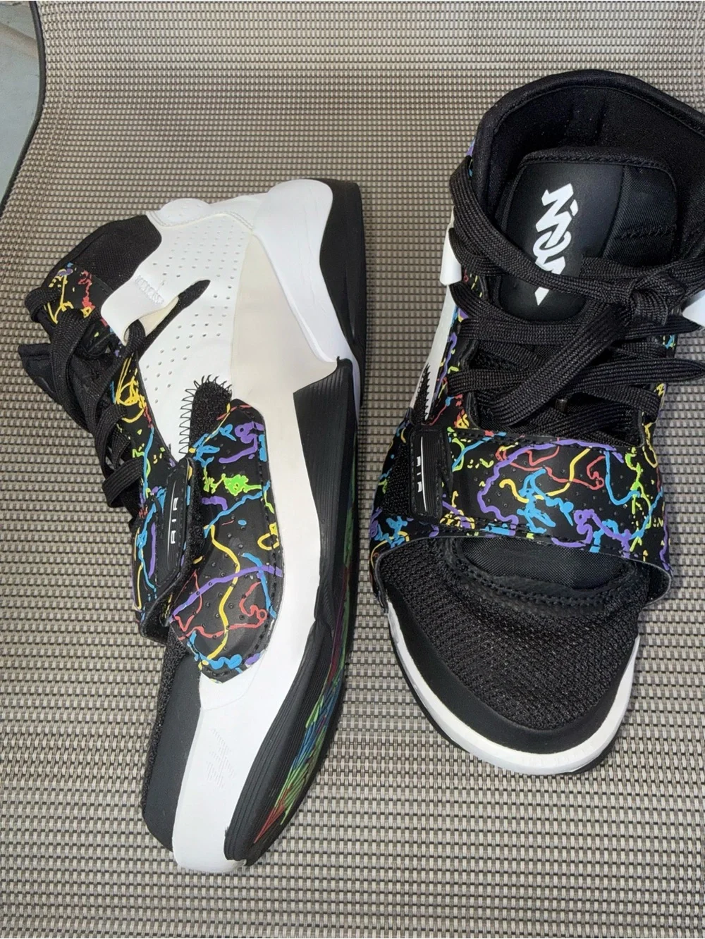 Jordan Kids Black Sneakers with Neon Multicolor Splash
